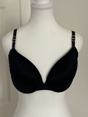 ⭐️ Stella McCartney S80-288 Stella Navy/Black Lace Contour Padded Plunge Bra 36D
